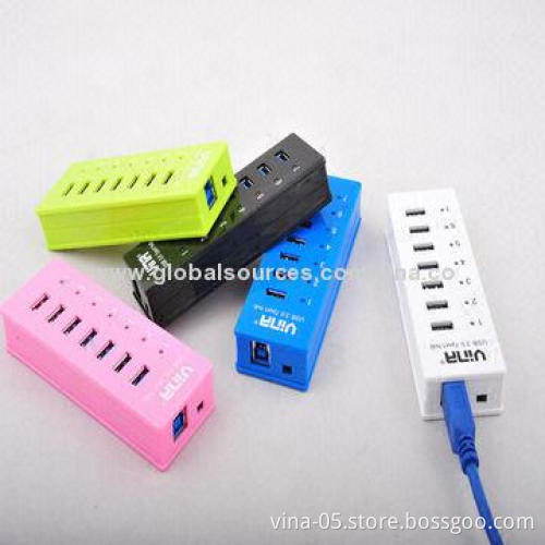 Slim External 7-port USB3.0 Hubs, 5Gbps Super Speed for PC and Laptop